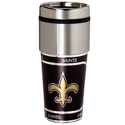 New Orleans Saints 16  oz. Stainless Steel Travel Tumbler Metallic Graphics