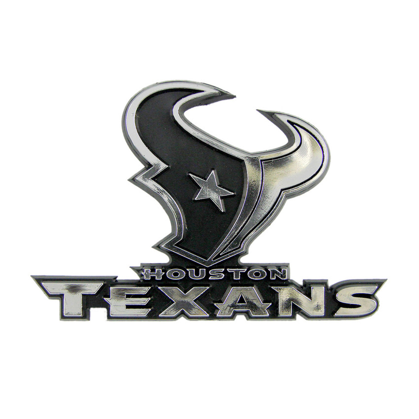 Houston Texans Molded Chrome Plastic Emblem Bull Head Primary Logo & Wordmark