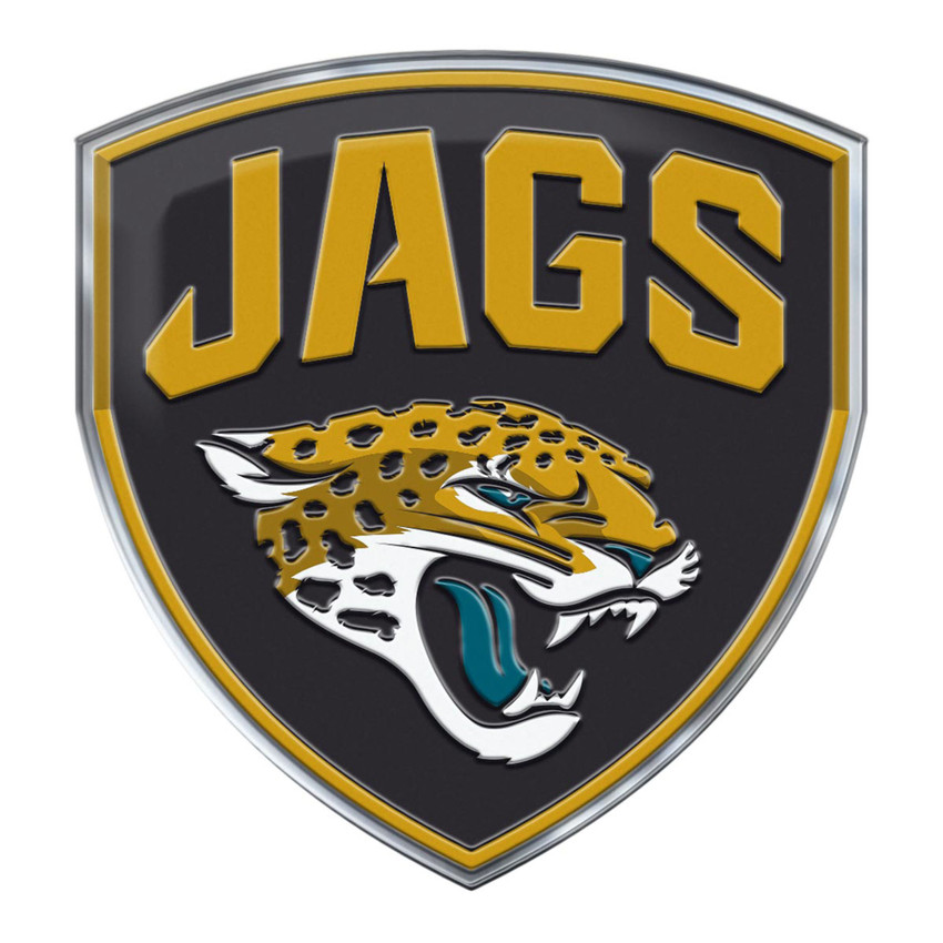 Jacksonville Jaguars Heavy Duty Aluminum Embossed Color Emblem - Alternate Jaguar Head Primary Logo & "Jags"