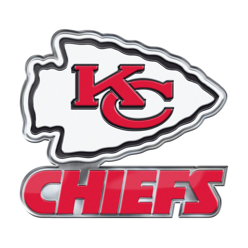 Kansas City Chiefs Heavy Duty Aluminum Embossed Color Emblem - Alternate KC Arrow Primary Logo