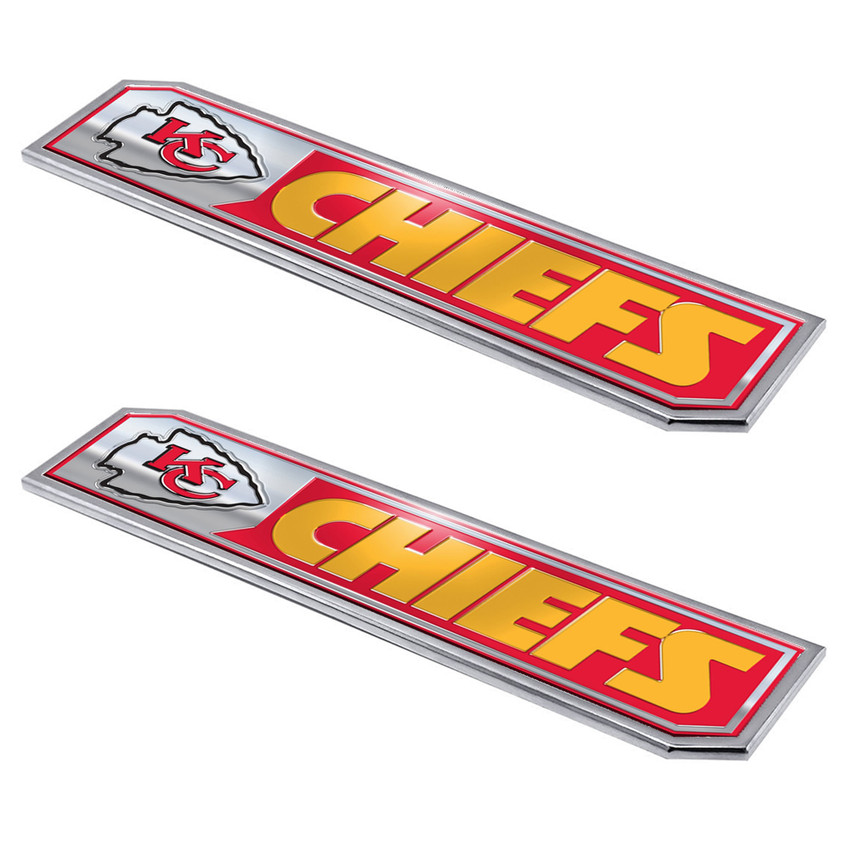 Kansas City Chiefs Embossed Truck Emblem 2-pk Primary Logo & Wordmark Red