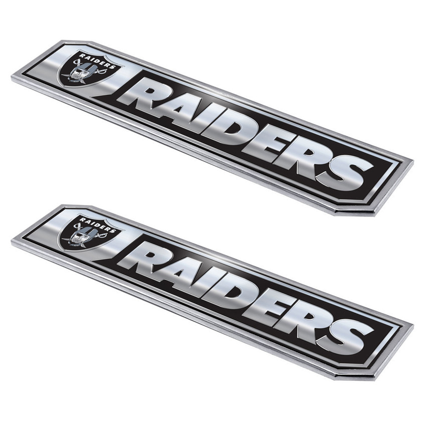 Las Vegas Raiders Embossed Truck Emblem 2-pk Primary Logo & Wordmark Black