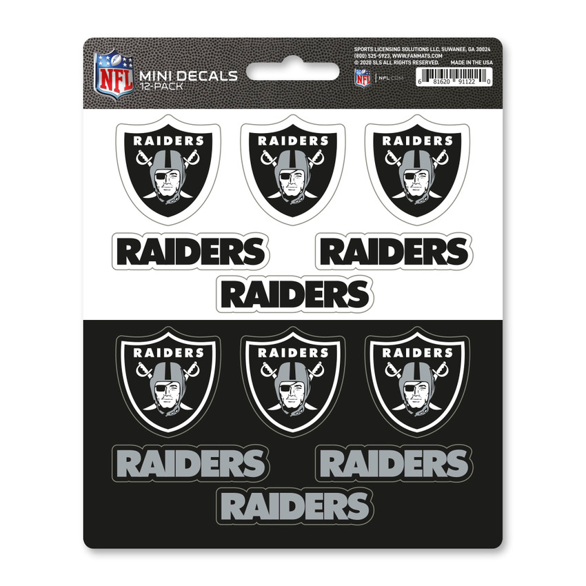 Las Vegas Raiders Mini Decal 12-pk 12 Various Logos / Wordmark Black & Gray