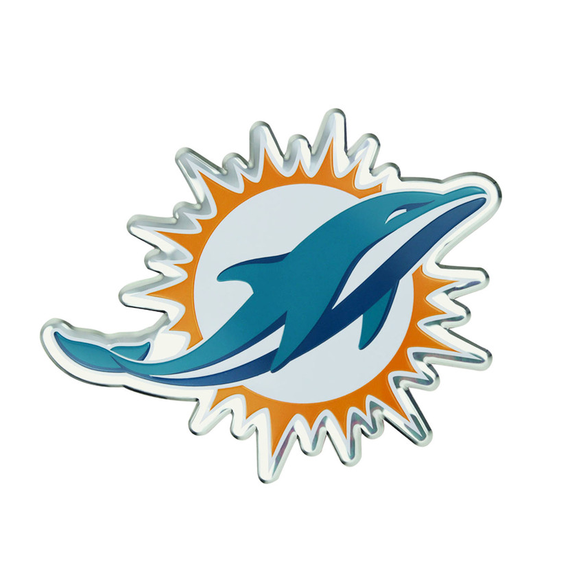Miami Dolphins Heavy Duty Aluminum Embossed Color Emblem Dolphin Primary Logo