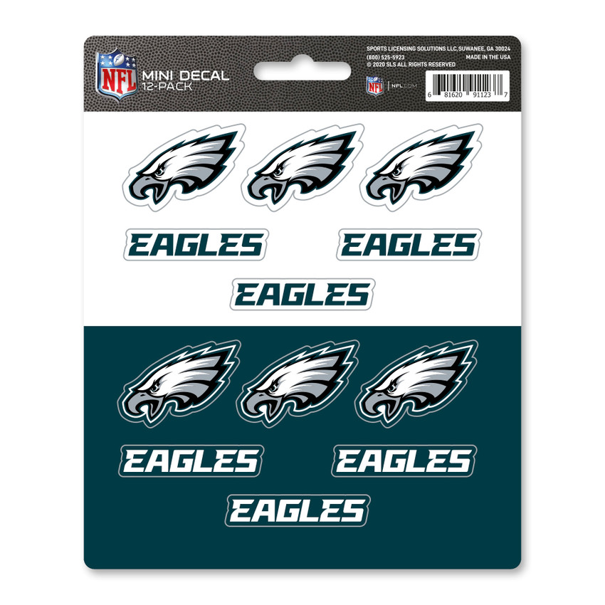 Philadelphia Eagles Mini Decal 12-pk 12 Various Logos / Wordmark Green