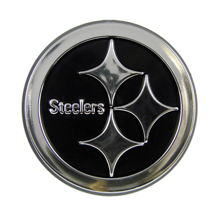 Pittsburgh Steelers Molded Chrome Plastic Emblem Circular Steelers Primary Logo