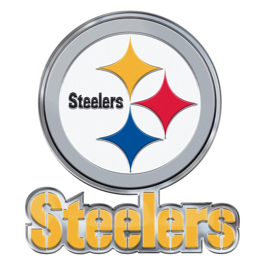 Pittsburgh Steelers Heavy Duty Aluminum Embossed Color Emblem - Alternate Circular Steelers Primary Logo & Wordmark