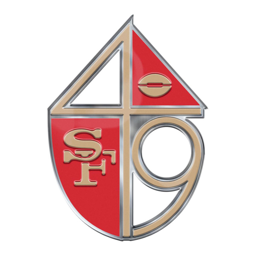 San Francisco 49ers Heavy Duty Aluminum Embossed Color Emblem - Alternate Retro 49ers Shield Logo