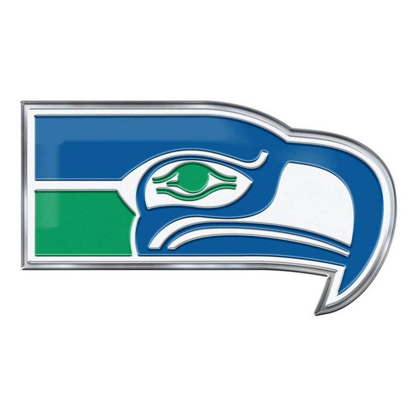 Seattle Seahawks Heavy Duty Aluminum Embossed Color Emblem - Alternate Retro Seahawk Head Logo