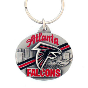 Atlanta Falcons Oval Carved Metal Key Chain
