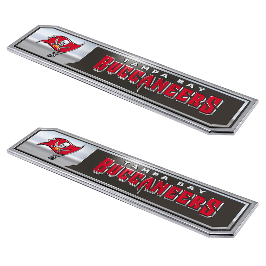 Tampa Bay Buccaneers Embossed Truck Emblem 2-pk Primary Logo & Wordmark Black