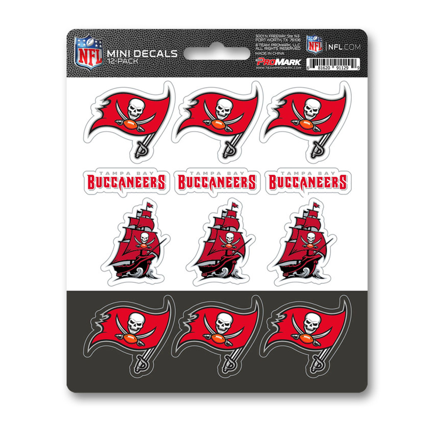 Tampa Bay Buccaneers Mini Decal 12-pk 12 Various Logos / Wordmark Red