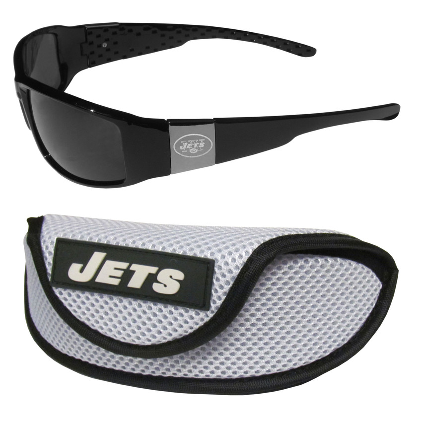 New York Jets Chrome Wrap Sunglasses and Sports Case