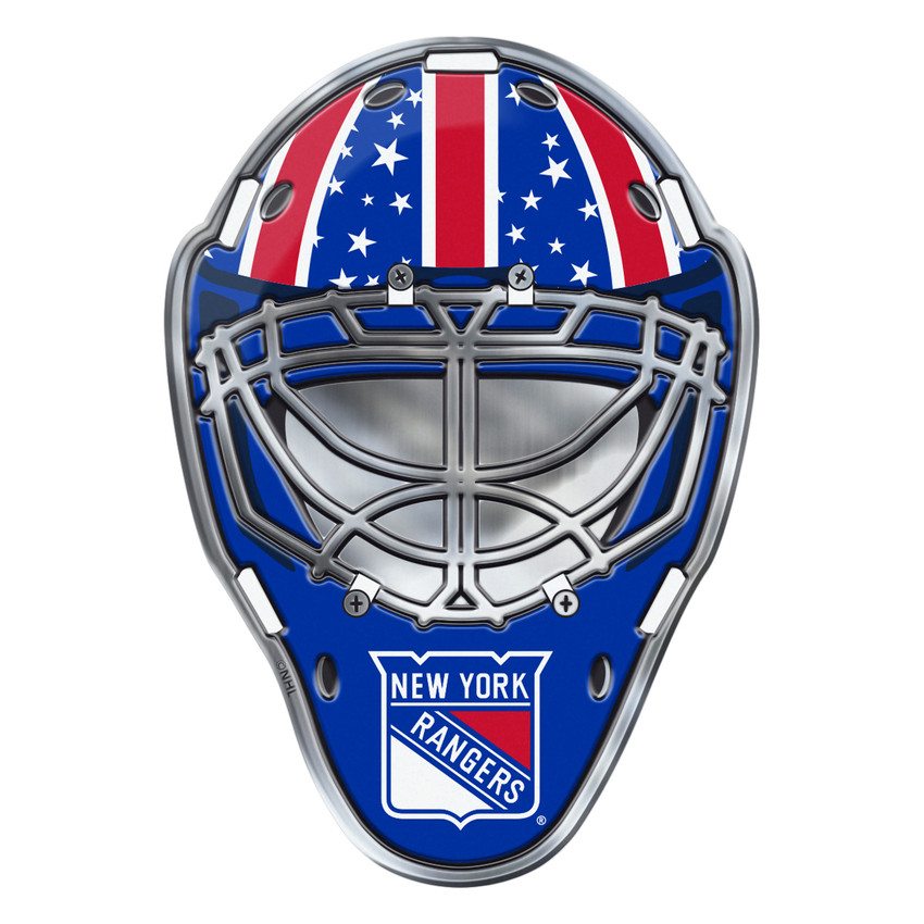 New York Rangers Embossed Helmet Emblem Hockey Mask with Primary Logo