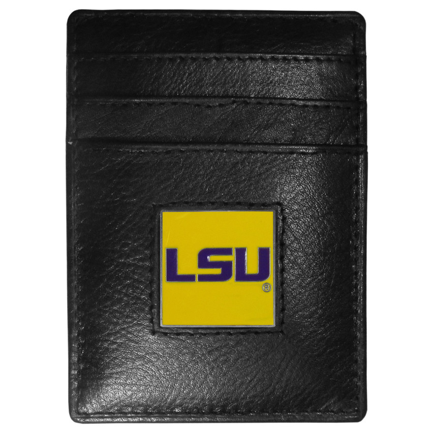 LSU Tigers Leather Money Clip/Cardholder Packaged in Gift Box