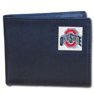 Ohio St. Buckeyes Leather Bi-fold Wallet Packaged in Gift Box