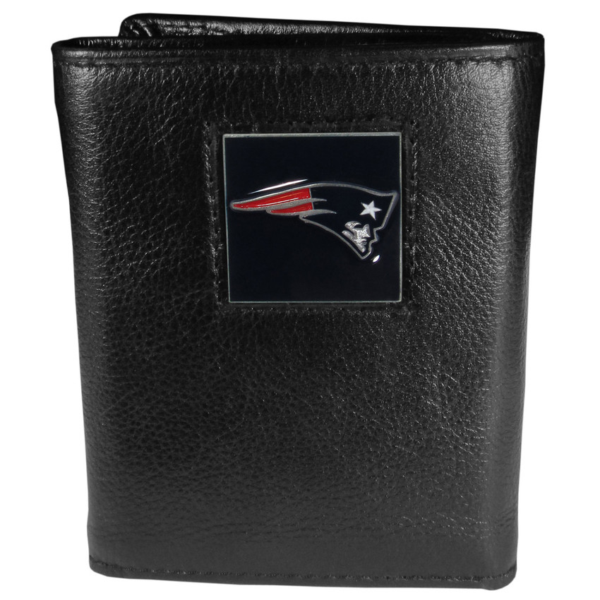 New England Patriots Deluxe Leather Tri-fold Wallet Packaged in Gift Box