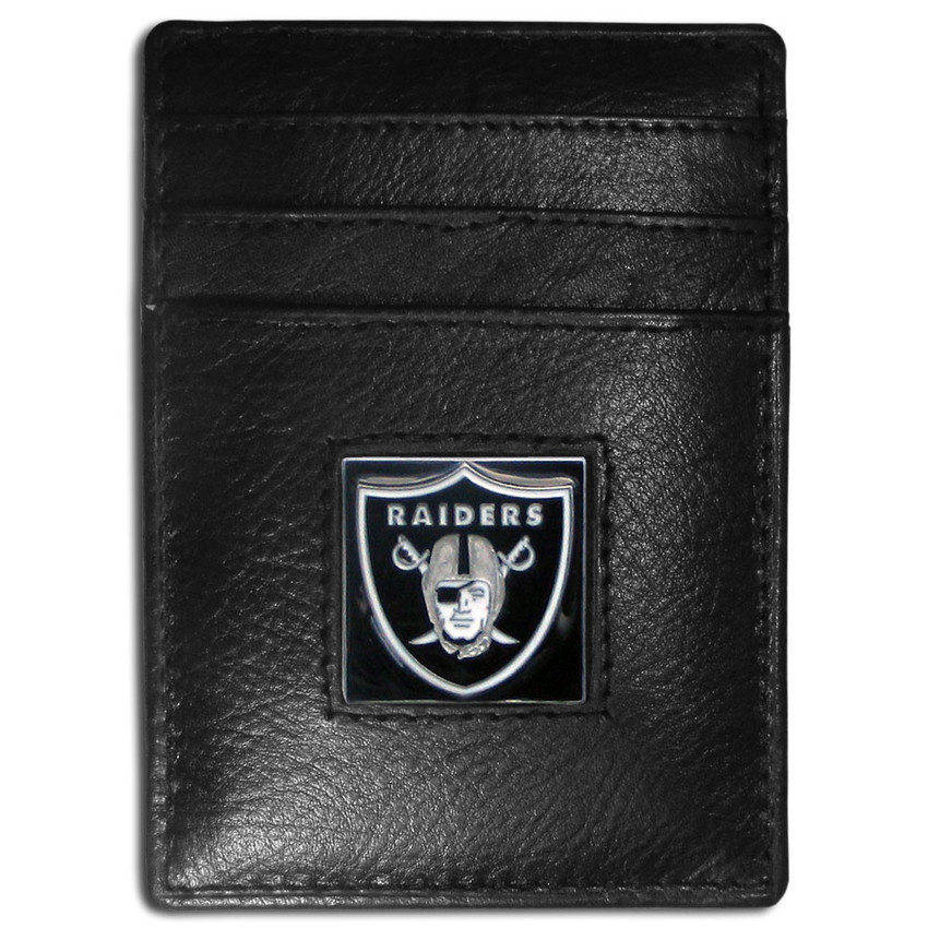 Las Vegas Raiders Leather Money Clip/Cardholder Packaged in Gift Box