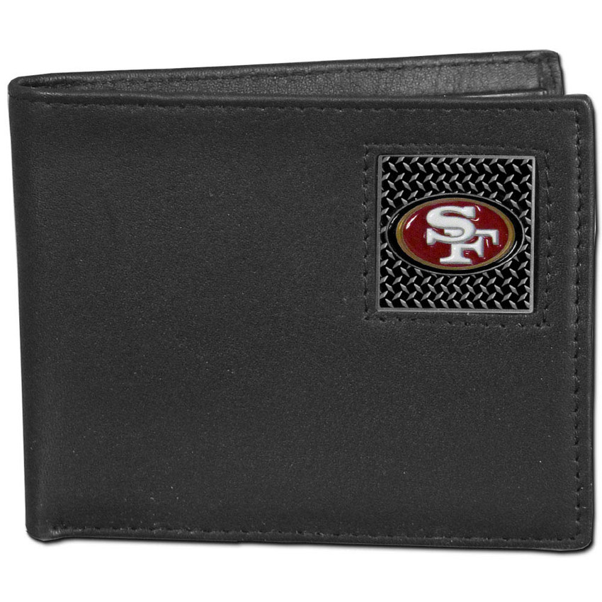 San Francisco 49ers Gridiron Leather Bi-fold Wallet Packaged in Gift Box