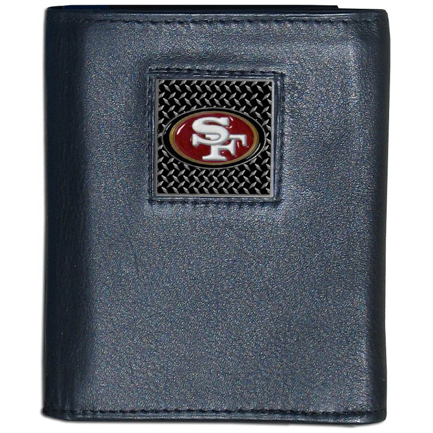 San Francisco 49ers Gridiron Leather Tri-fold Wallet Packaged in Gift Box