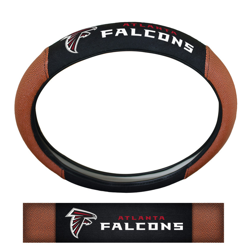 Atlanta Falcons Sports Grip Steering Wheel Cover Primary Logo and Wordmark Tan & Black