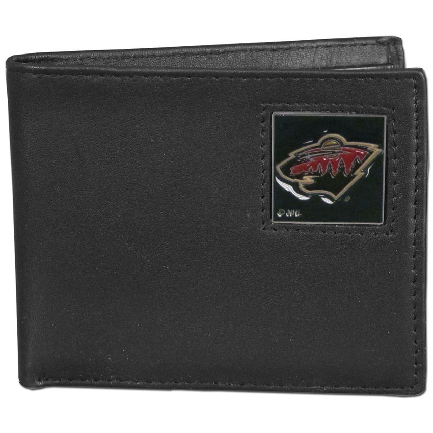 Minnesota Wild¬Æ Leather Bi-fold Wallet Packaged in Gift Box
