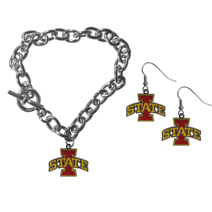 Iowa St. Cyclones Chain Bracelet and Dangle Earring Set