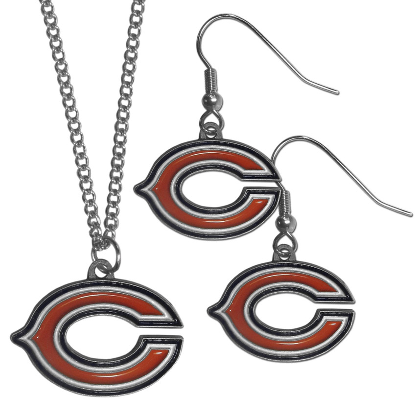 Chicago Bears Dangle Earrings and Chain Necklace Set