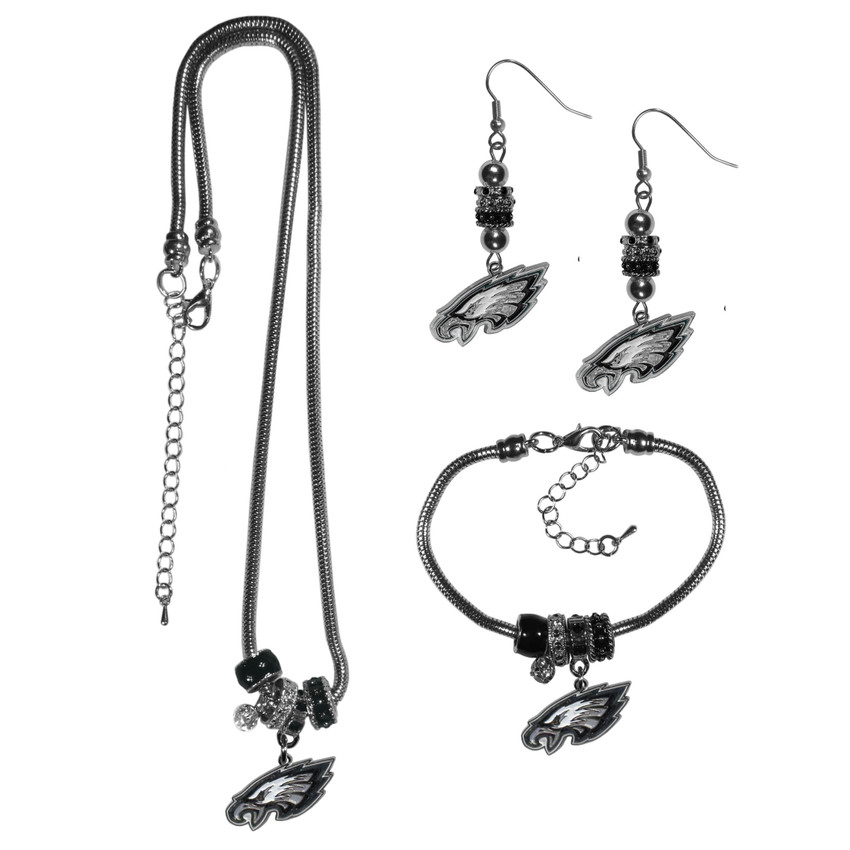 Philadelphia Eagles Euro Bead Jewelry 3 piece Set