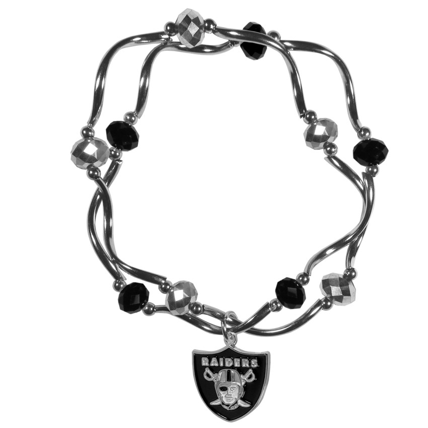 Las Vegas Raiders Crystal Bead Bracelet