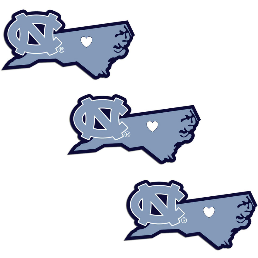 N. Carolina Tar Heels Home State Decal, 3pk