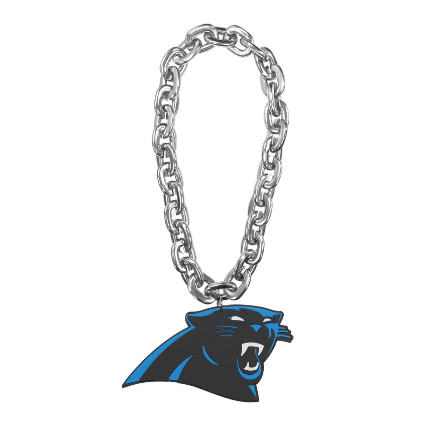 Carolina Panthers Fan Chain Necklace NFL Foam Chain Fan Gear Silver