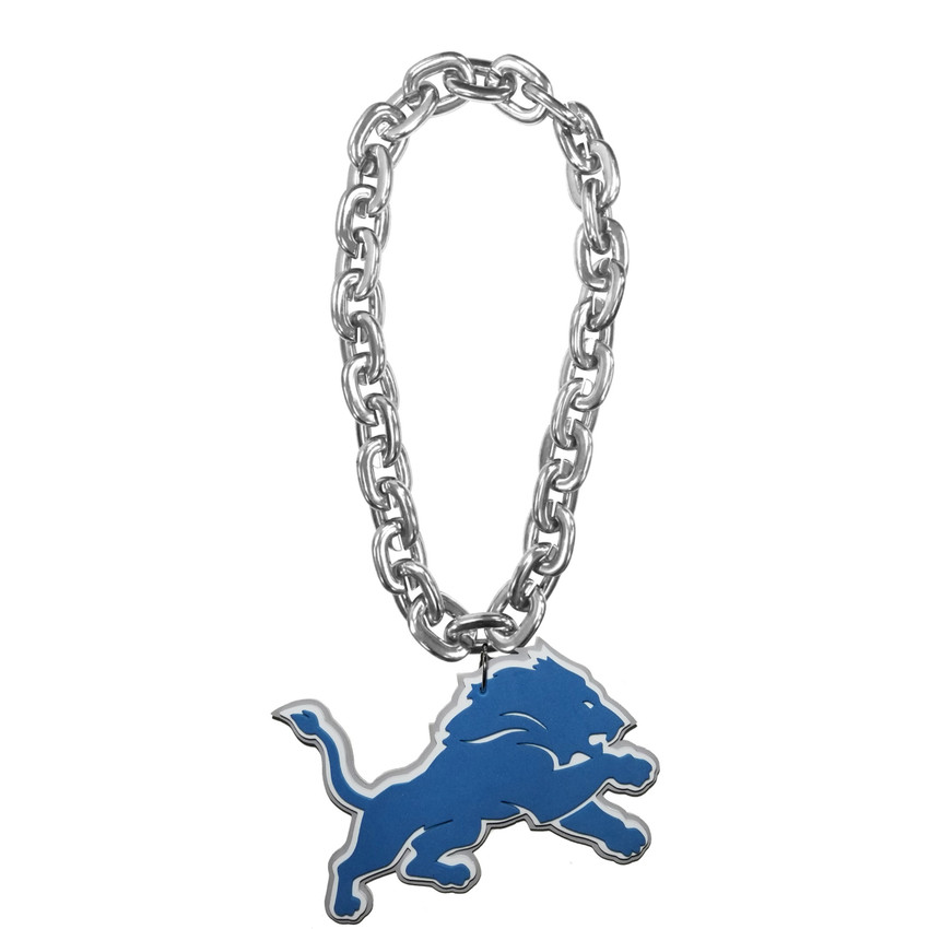Detroit Lions Fan Chain Necklace NFL Foam Chain Fan Gear Silver
