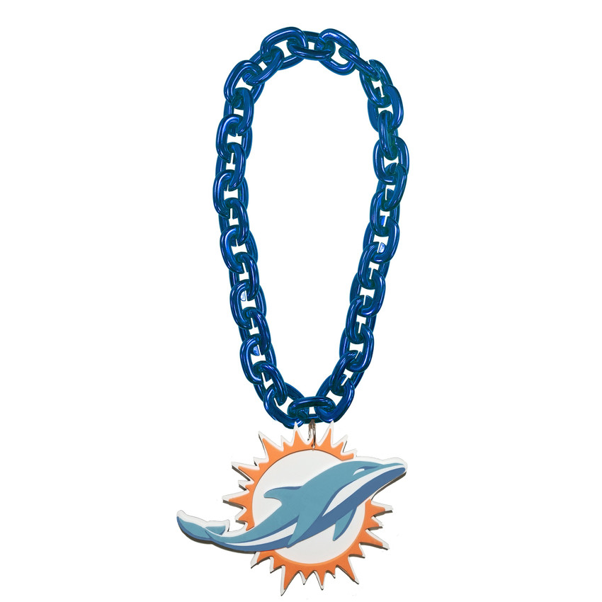 Miami Dolphins Fan Chain Necklace NFL Foam Chain Fan Gear Turquoise