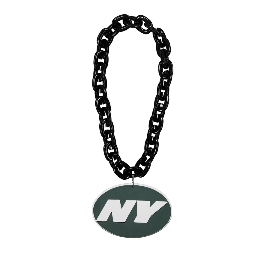 New York Jets Fan Chain Necklace NFL Foam Chain Fan Gear Black