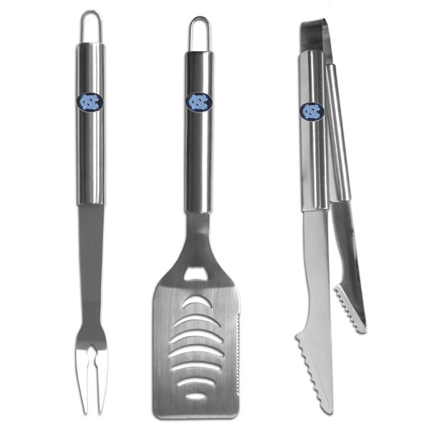N. Carolina Tar Heels 3 pc Stainless Steel BBQ Set