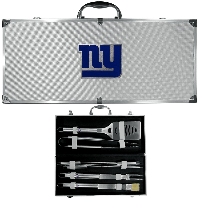 New York Giants 8 pc Stainless Steel BBQ Set w/Metal Case