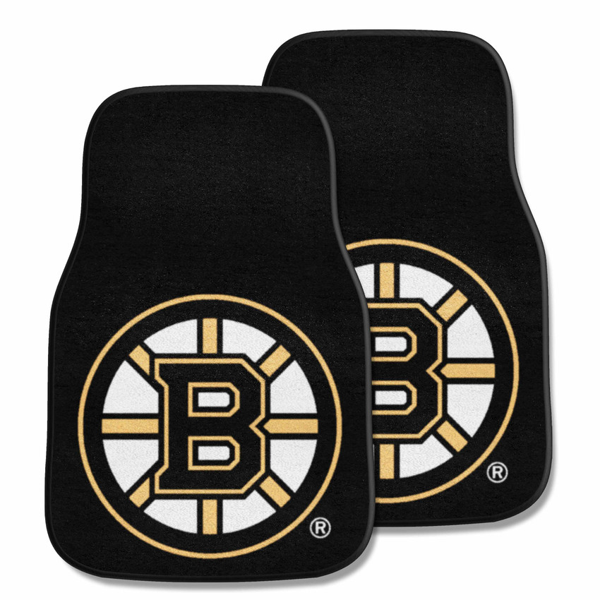 Boston Bruins Front Carpet Car Mat Set - 2 Pieces Circular Spoke B Primary Logo