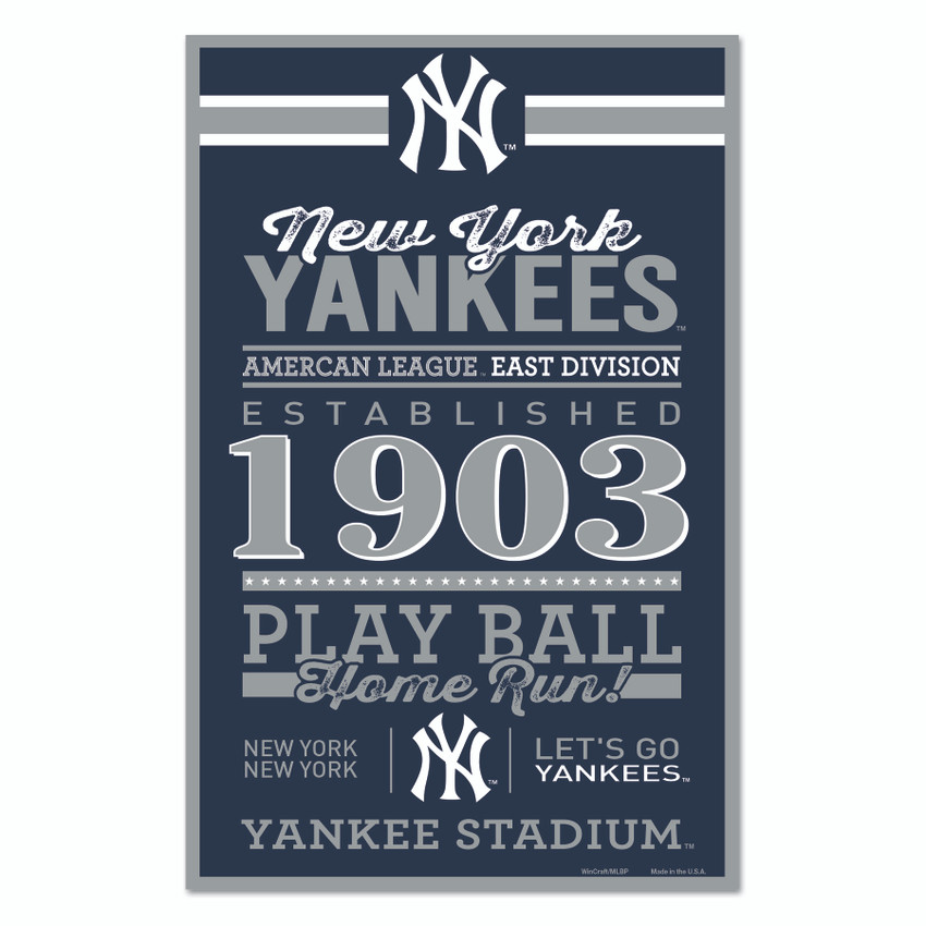 New York Yankees Sign 11x17 Wood Established Design