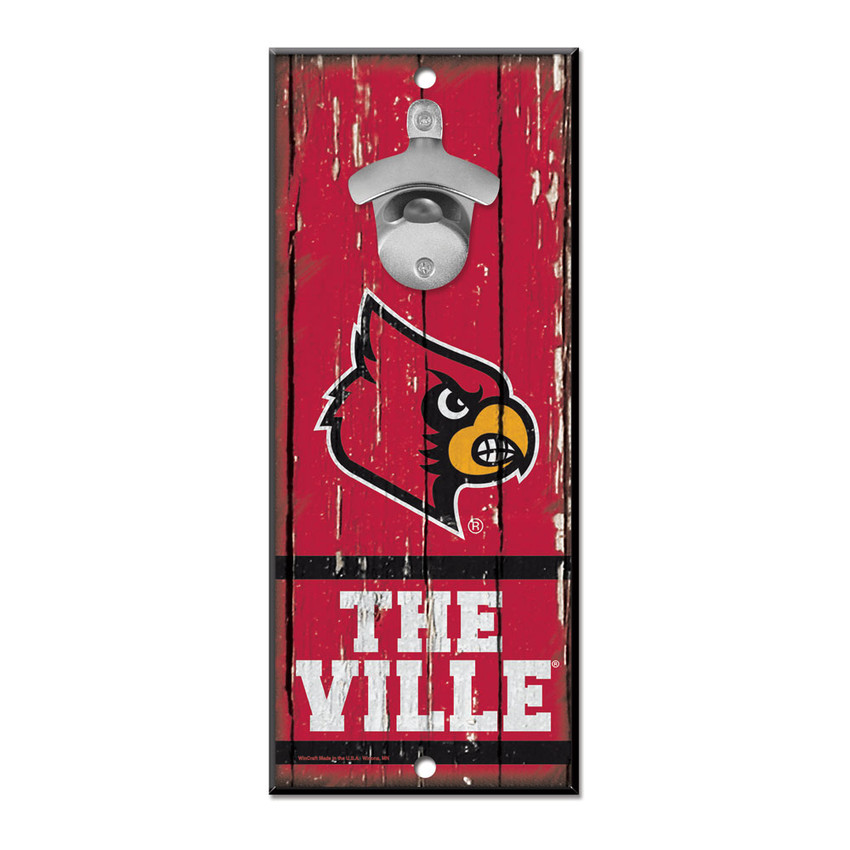 Louisville Cardinals Sign Wood 5x11 Bottle Opener