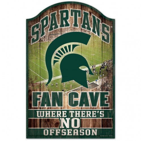 Michigan State Spartans Sign 11x17 Wood Fan Cave Design