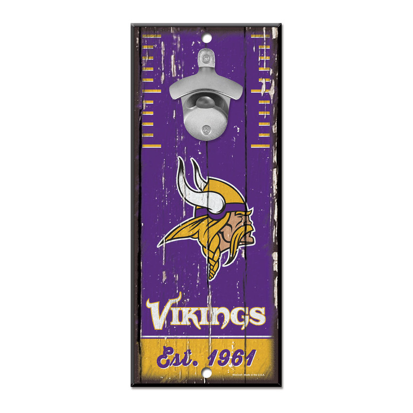 Minnesota Vikings Sign Wood 5x11 Bottle Opener