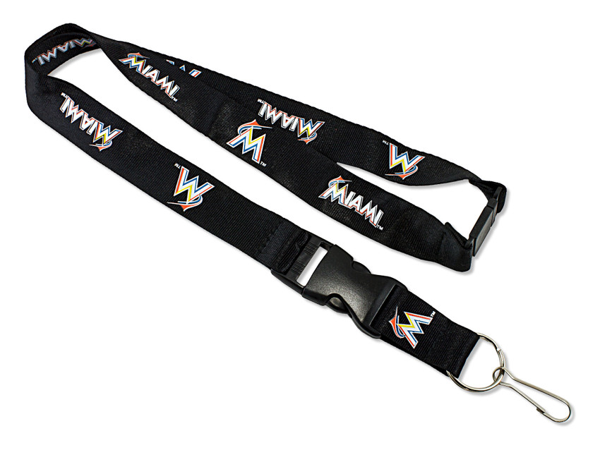 Miami Marlins Lanyard Keychain ID Holder MLB Fan Accessory Black