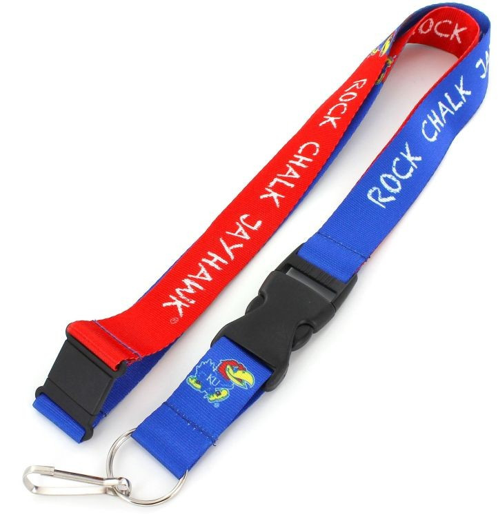 Kansas Jayhawks Lanyard Keychain ID Holder NCAA Fan Accessory Breakaway Style Slogan Design