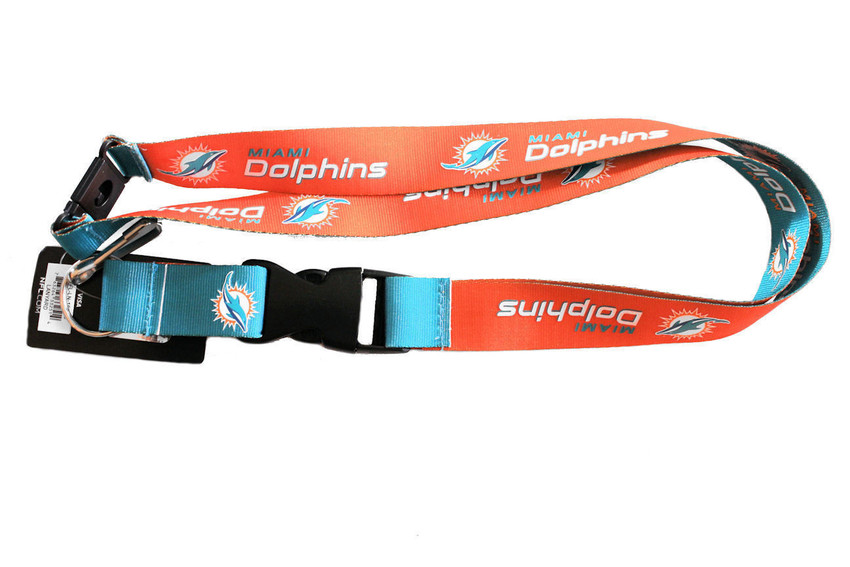 Miami Dolphins Lanyard Keychain ID Holder NFL Fan Accessory Reversible