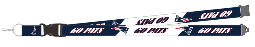 New England Patriots Lanyard Keychain ID Holder NFL Fan Accessory Breakaway Style Slogan Design