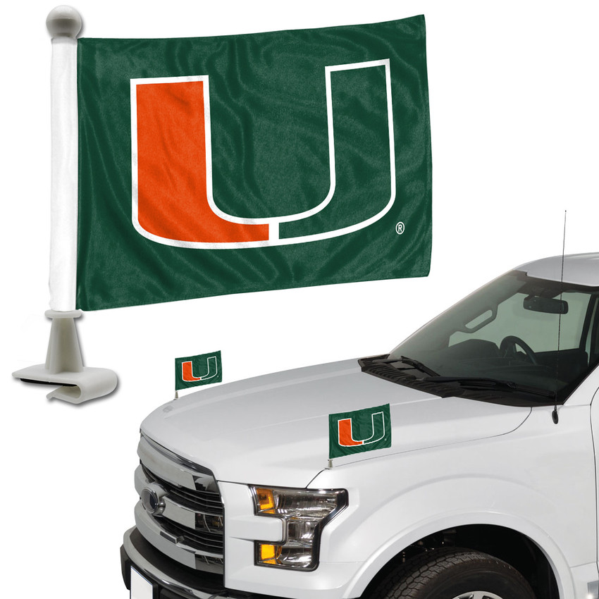 Miami Hurricanes Ambassador 4" x 6" Car Flag Set of 2