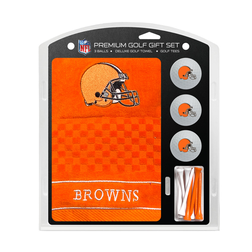Cleveland Browns Embroidered Golf Towel, 3 Golf Ball, and Golf Tee Set