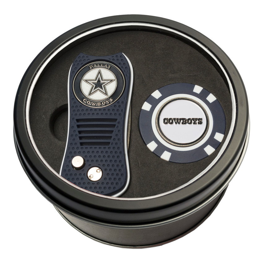 Dallas Cowboys Tin Gift Set with Switchfix Divot Tool and Golf Chip