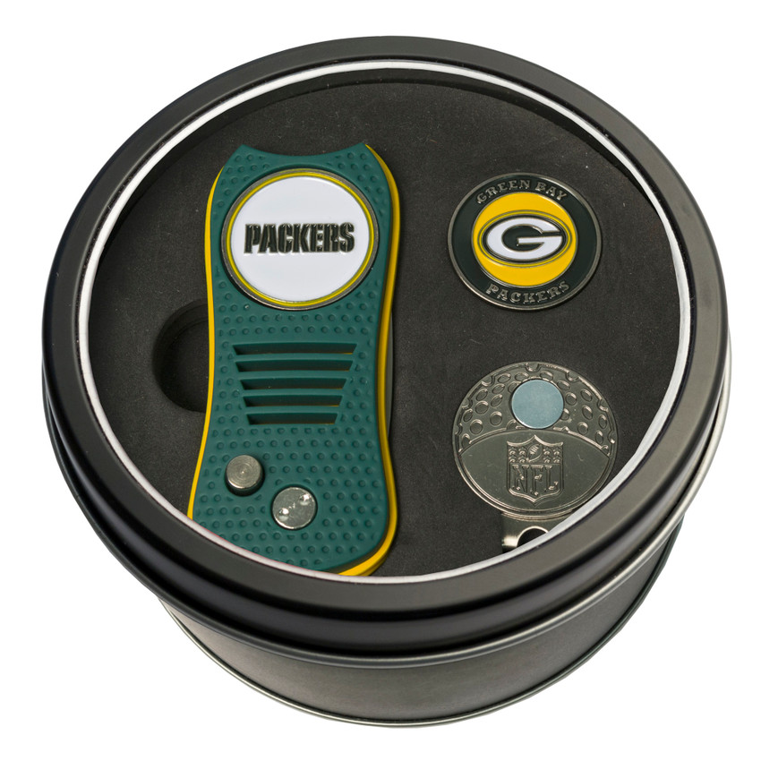 Green Bay Packers Tin Gift Set with Switchfix Divot Tool, Cap Clip, and Ball Marker